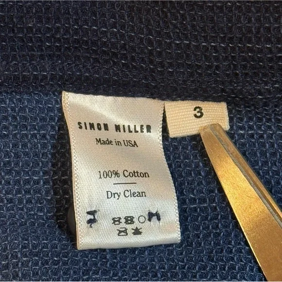 Simon Miller Blue Casual Preppy Work Waffle Knit Button Up Flannel Shirt Men's 3 - Picture 5 of 9